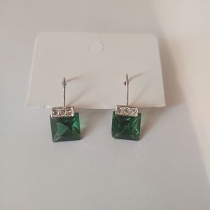 Green and silver earrings